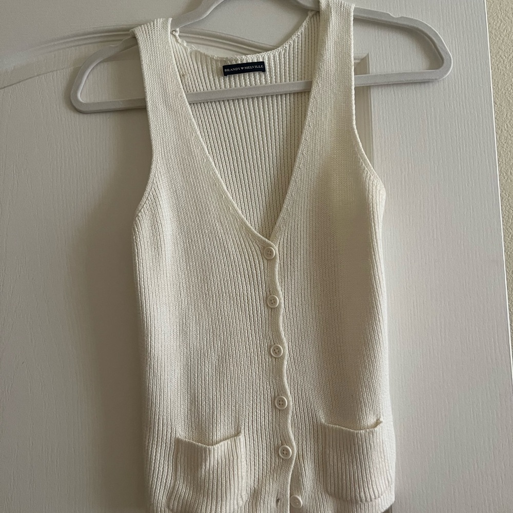 Brandy Melville Cream Button-Up Knit Vest